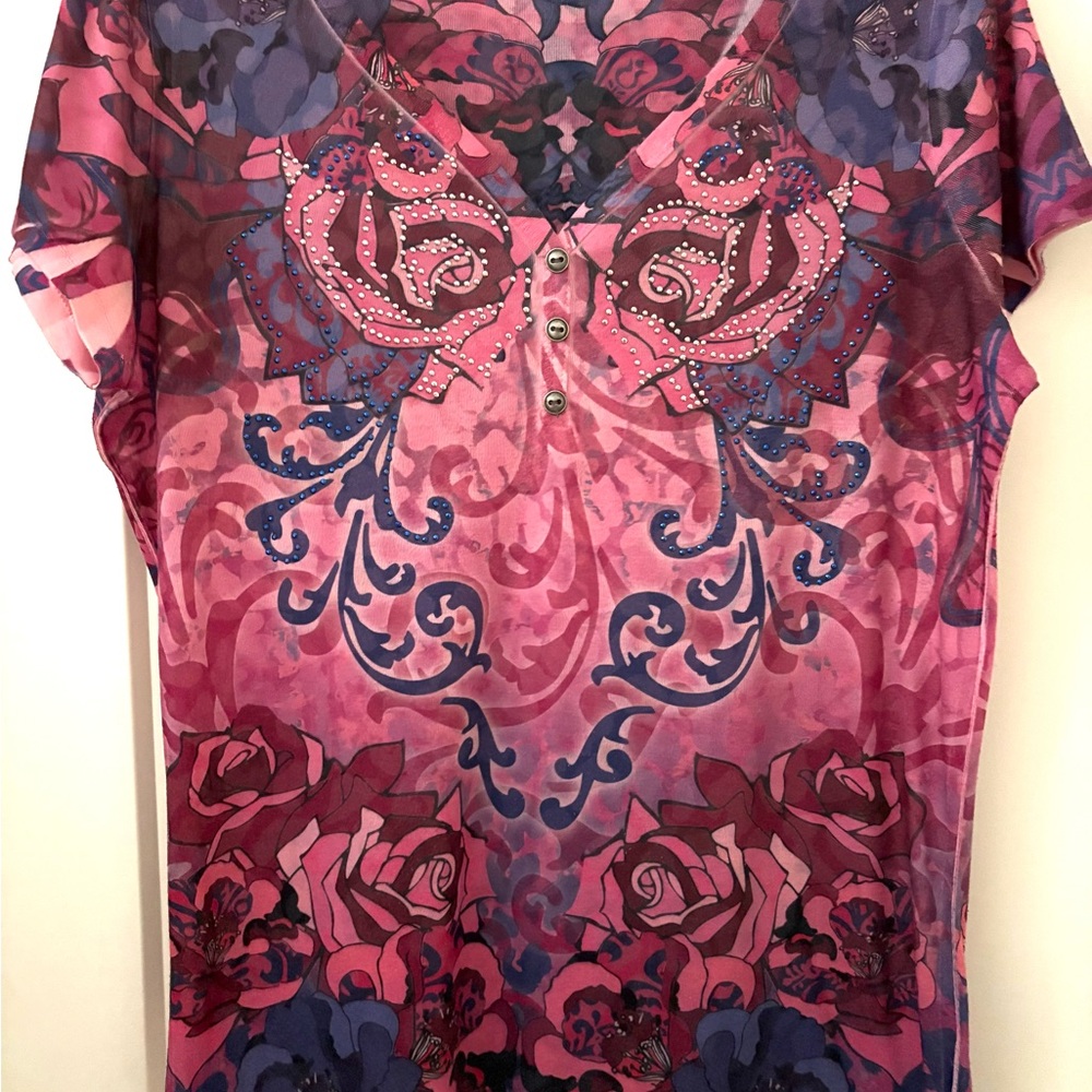 Unity World Wear Floral Embellished Top – Size L
